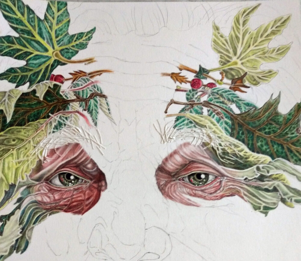 THE GREEN MAN, painting Day 10